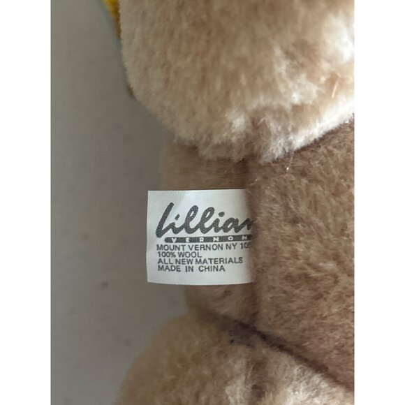 Vintage Lillian Vernon 100% Wool Teddy Bear W/ Red Scarf & Hat Set Shang… - Picture 5 of 9